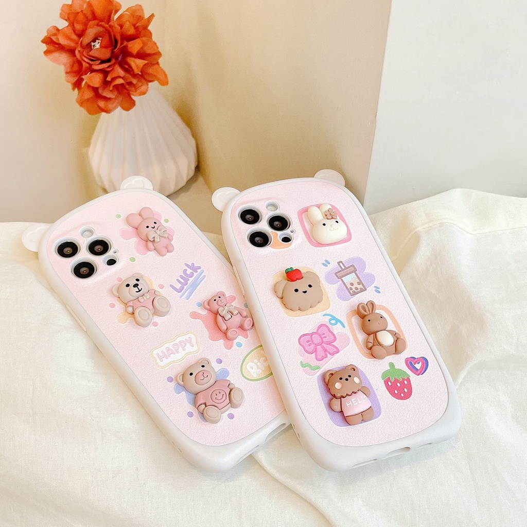 Ốp Điện Thoại Hình Gấu Thỏ 3D Thời Trang Chống Sốc