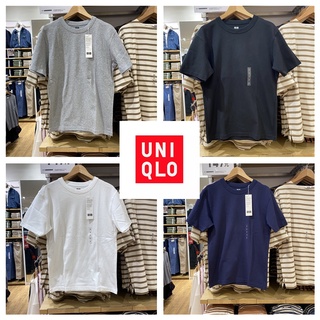 Uniqlo Designer Hợp tác nam và nữ Áo thun Cotton cổ tròn màu trơn 433028