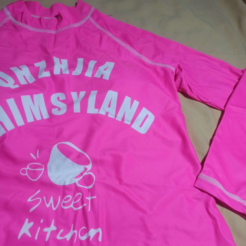 Áo bơi nữ dài tay thun lạnh đẹp màu hồng phong cách thể thao hàn - ảnh thật | BigBuy360 - bigbuy360.vn