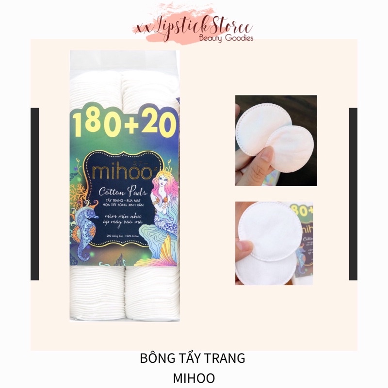 Bông tẩy trang Mihoo 180 + 20 miếng