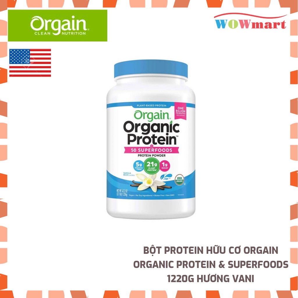 Bột Protein hữu cơ Orgain Organic Protein &amp; Superfoods 1220g hương Vani