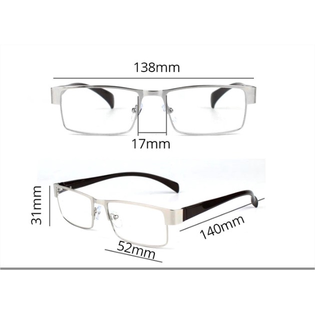 Kính lão thị  trung niên gọng lò xo đàn hồi tròng MIKA Nhật bản chống xước tốt KVN96BạcXám