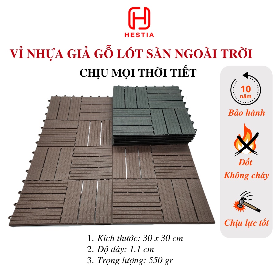 Tấm Lót Sàn Ban Công 12 nan-  Vỉ nhựa lót sàn Chống Trơn Trượt Nhà Tắm, Bể Bơi, Sân vườn