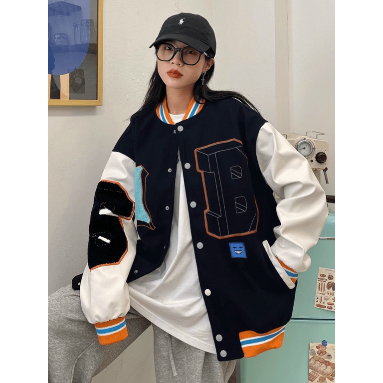 Áo Khoác Bomber Nữ Chất Nỉ Mềm Mịn In Logo AB Form Rộng Che Nắng Tốt Mặc Đẹp Thoải Mái NEW UNISEX