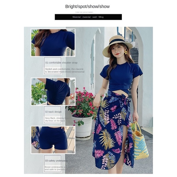 Bikini đồ Bơi Nữ Plus Size Phong Cách Hàn Quốc Thời Trang Sexy áo Tắm Bộ Ba Mảnh Bikini Bãi Biển