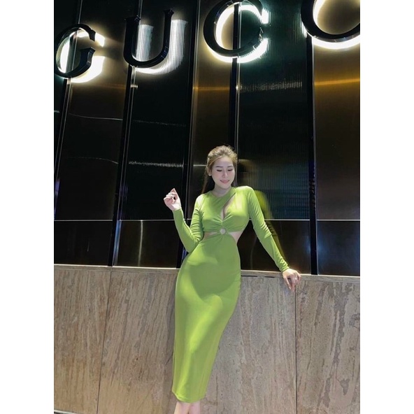 ĐẦM BODY KHOÉT NGực  XOẮN VÁY BODY MẶC 2 KIỂU TAY DÀI CHẤT LEN TĂM ALOHASHOP91