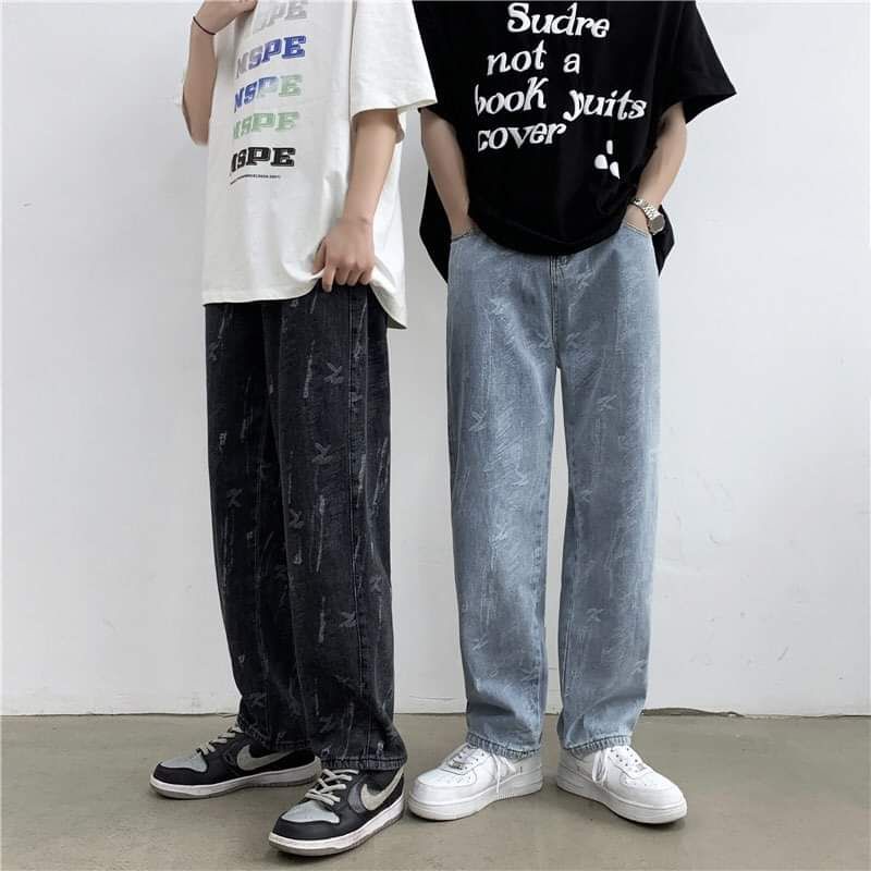 Quần jean nam ống xuông baggy sản phẩm thiết kế trơn hàn quốc