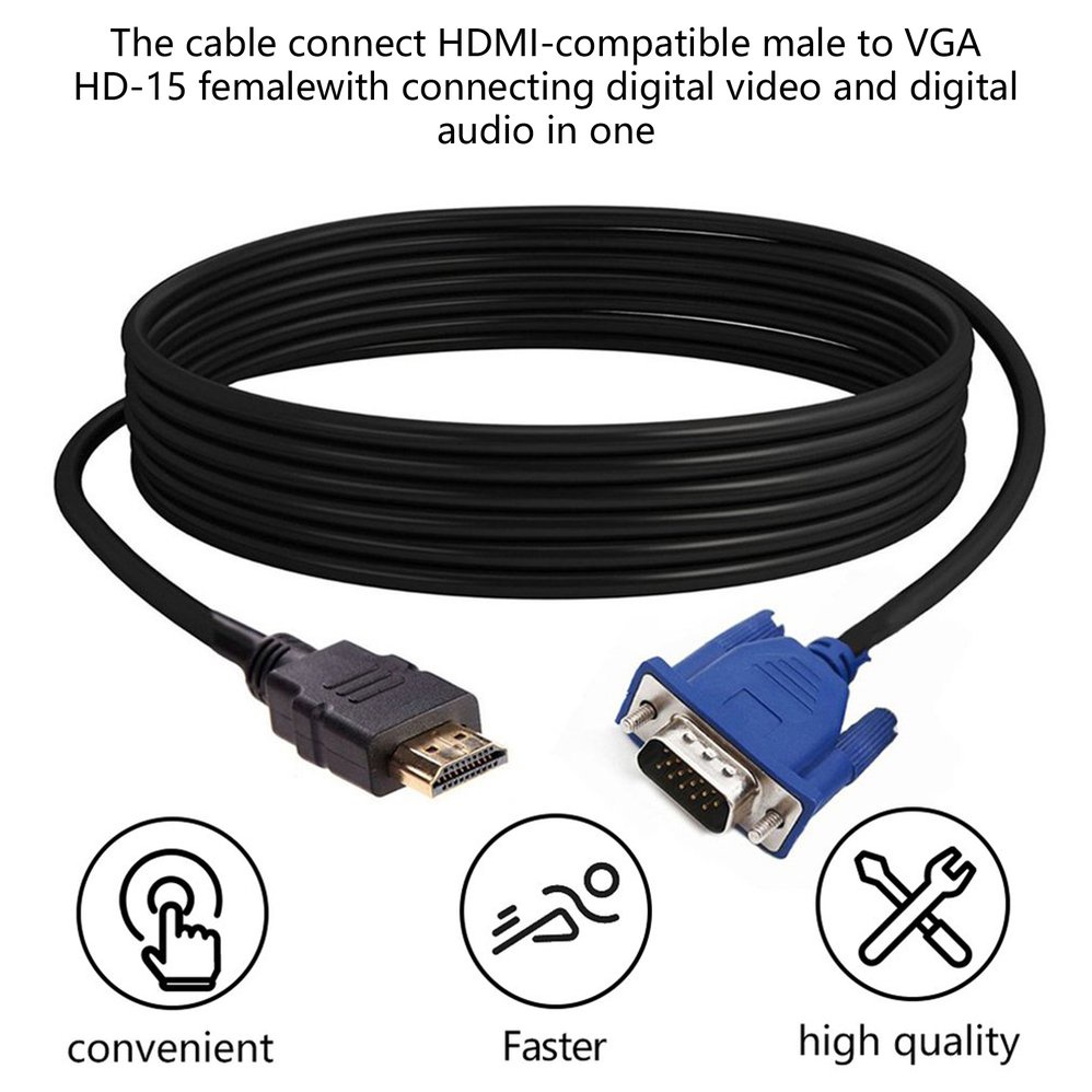 HDMI-compatible To VGA Converter Cable For PC Laptop High Resolution Adapter【shanhai】