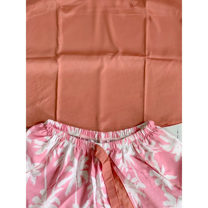 [Ảnh + VideoThật] Đồ Bộ 2 dây cột nơ form 40-60kg hồng áo chất Latin mềm mịn- quần vải lụa hoa siêu nhẹ và mát