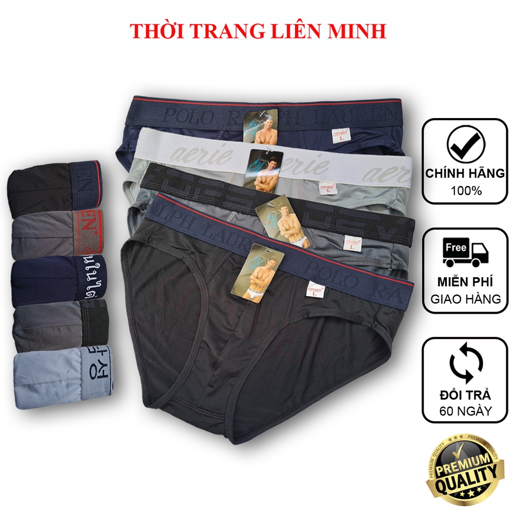 Combo 4 quần lót nam nhiều lưng vải thun lạnh 4 chiều cao cấp co dãn tốt sịp tam giác đồ lót quần xì nam