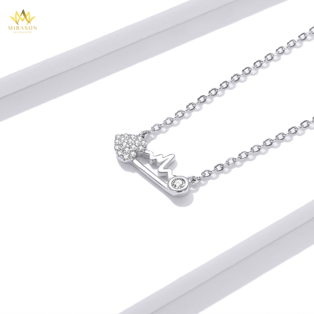 Dây Chuyền Bạc Nữ MIRASON Nhịp Đập Trái Tim Nạm Đá Sáng Lấp Lánh MDC081 - Vòng Cổ Nữ Bạc 925 Cao Cấp