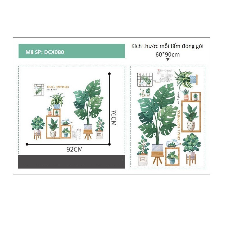 Decal dán tường phòng khách Small Happiness phong cách vintage Hàn Quốc