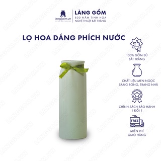 Bình cắm hoa trang trí dáng phích nước, men ngọc, gốm sứ Bát Tràng cao cấp, dùng để bàn, phòng khách - LÀNG GỐM