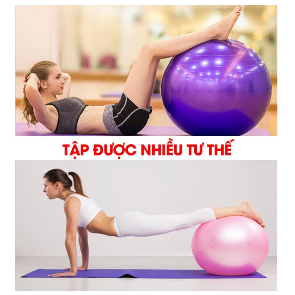 Bóng Tập Gym Yoga 568BTGY01 Cao Cấp Chống Nổ (Dày 2mm) Tăng Cường Dẻo Dai Lưng Mông Đùi Loại Trơn(TẶNG KÈM BƠM PHỤ KIỆN)