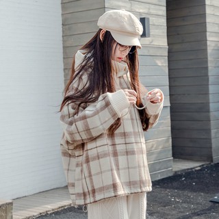 Áo Hoodie Nhung Cổ Lọ Kẻ Sọc Caro Thời Trang Mùa Đông Cho Nữ