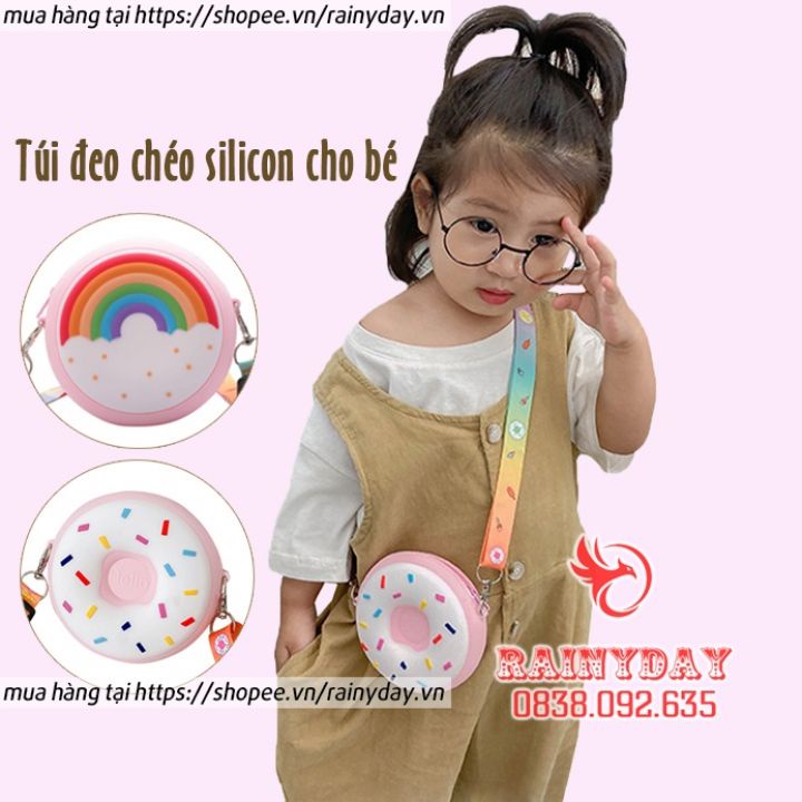 Túi đeo chéo cho bé gái trẻ em silicon mini nhỏ xinh cute dễ thương