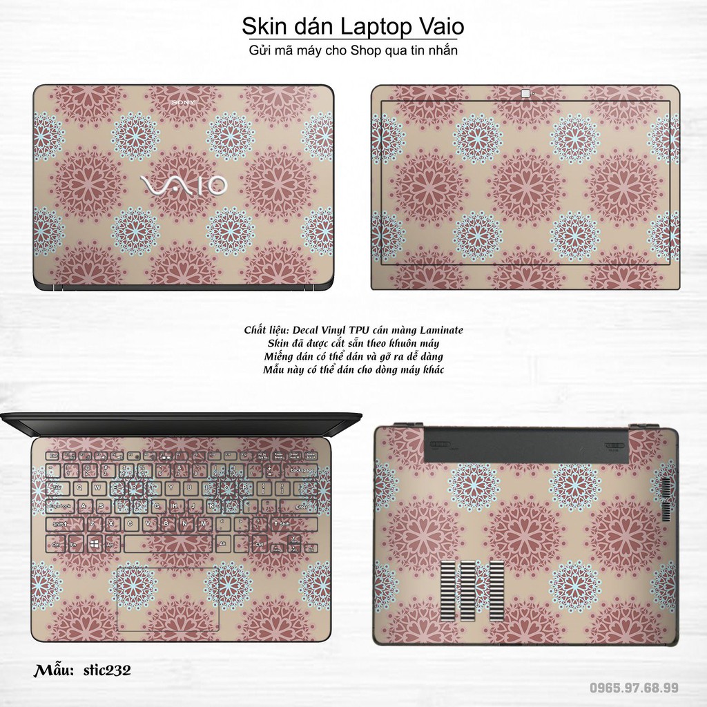 Skin dán Laptop Sony Vaio in hình Hoa văn sticker _nhiều mẫu 37 (inbox mã máy cho Shop)