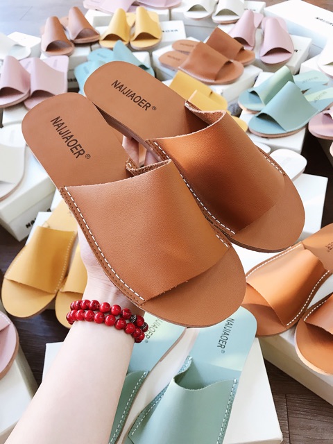 Dép da mềm đế dẻo