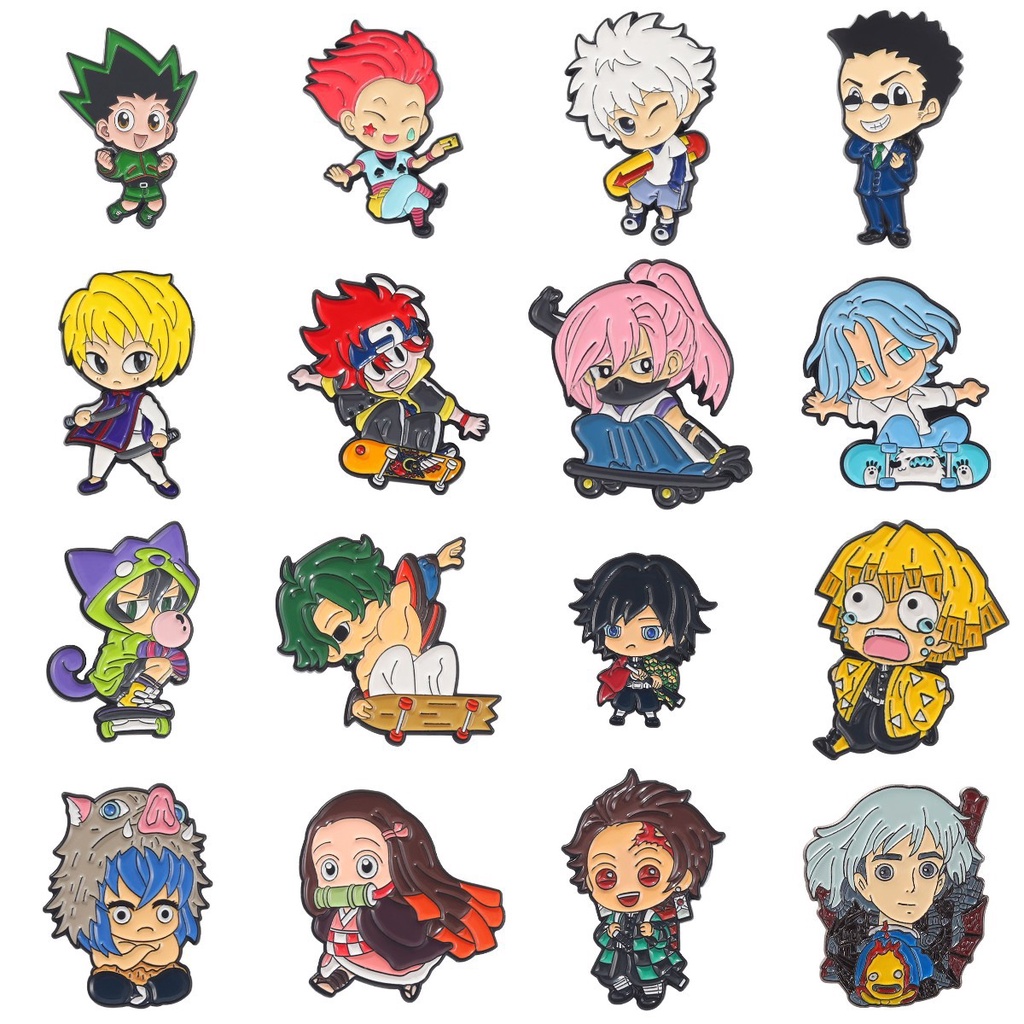 Ghim Cài Áo Tráng Men Họa Tiết Hoạt Hình Anime Hai Chiều Sáng Tạo