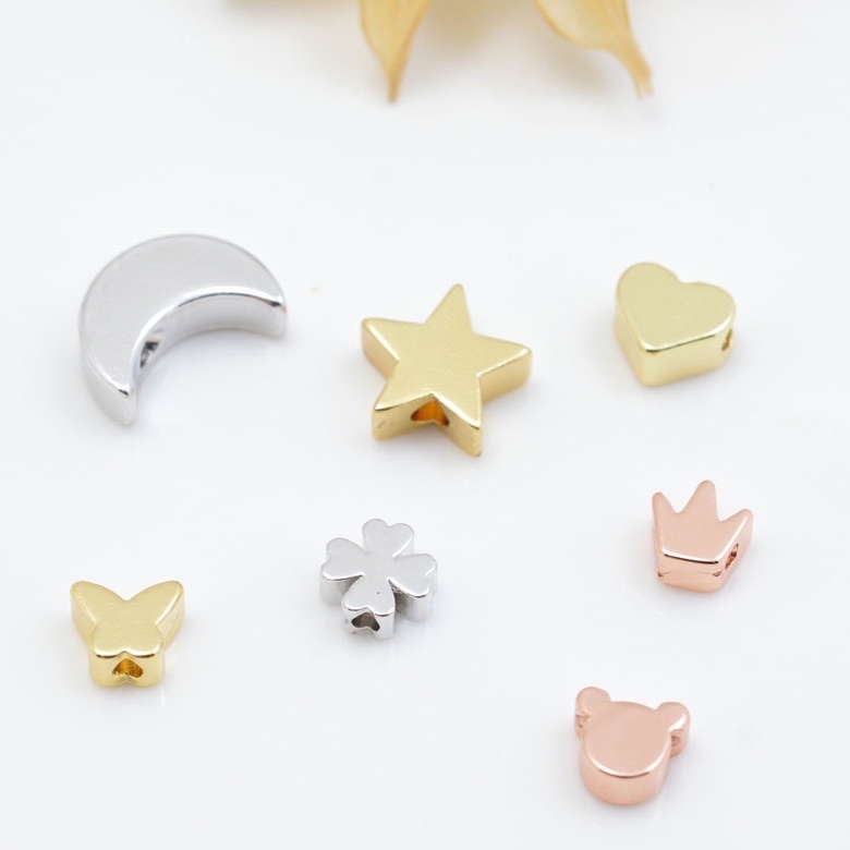 Phụ kiện trang sức  - Hạt charm trơn bóng nhiều hình để phối hạt làm vòng cổ vòng tay