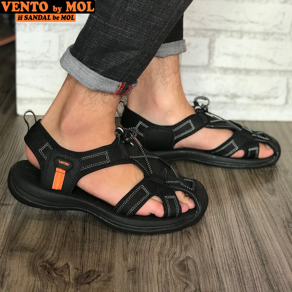 Giày Sandal Vento Bít Mũi VNXK Đế Cao Su Quai Dù Thích Hợp Đi Làm Đi Phượt Đạp Xe Màu Đen Full Mã NV7606