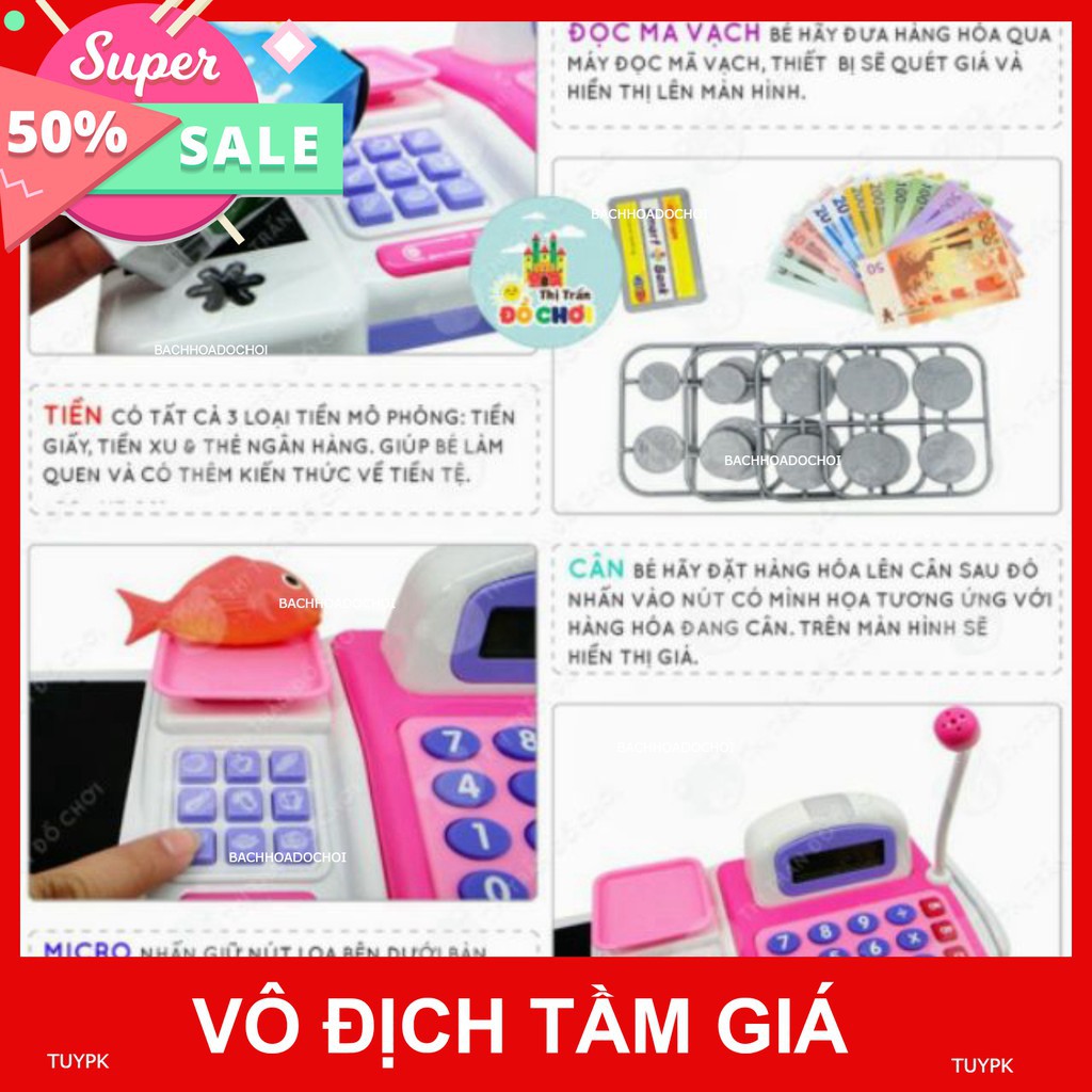 LOẠI ĐẸP-  Đồ chơi trẻ em Cash register máy tính tiền siêu thị nhiều món sử dụng pin,phù hợp cho bé 3 tuổi 5 tuổi trở lê