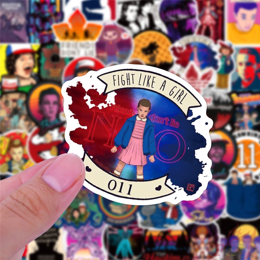 Set 50 miếng dán phong cách Stranger Things - Series 01 Netflix TV Joyce Byers trang trí hàn lý/ laptop/ ván trượt DIY