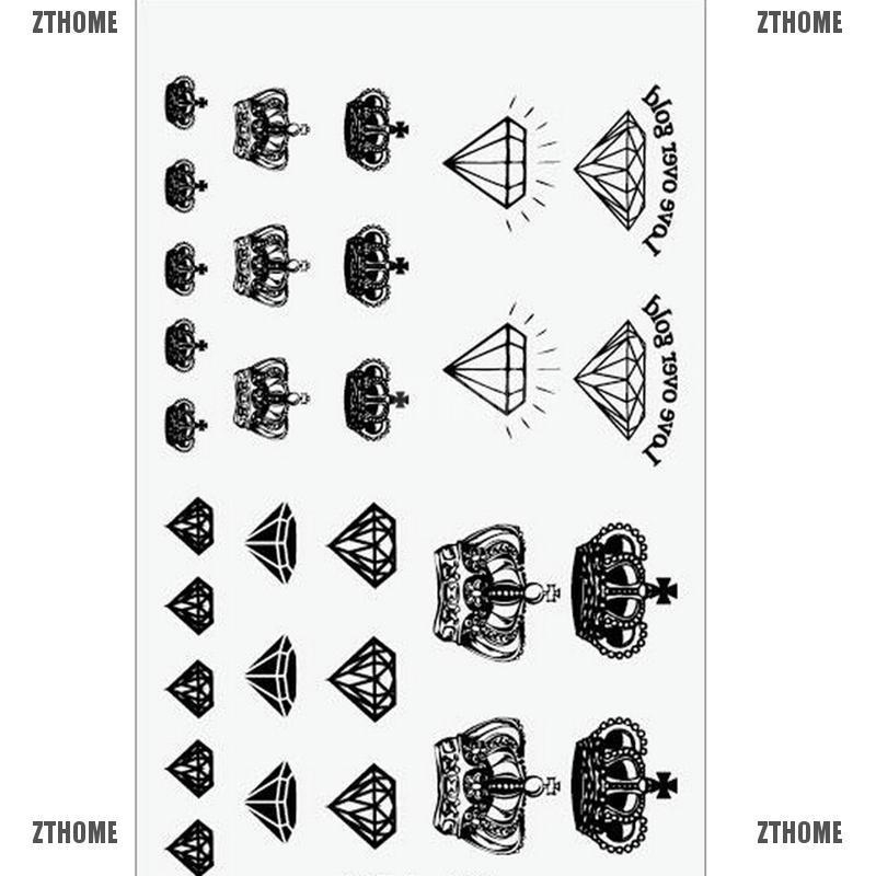Hình Xăm Tạm Thời ZTHOME Hình Vương Miện Đính Kim Cương Giả Chống Nước