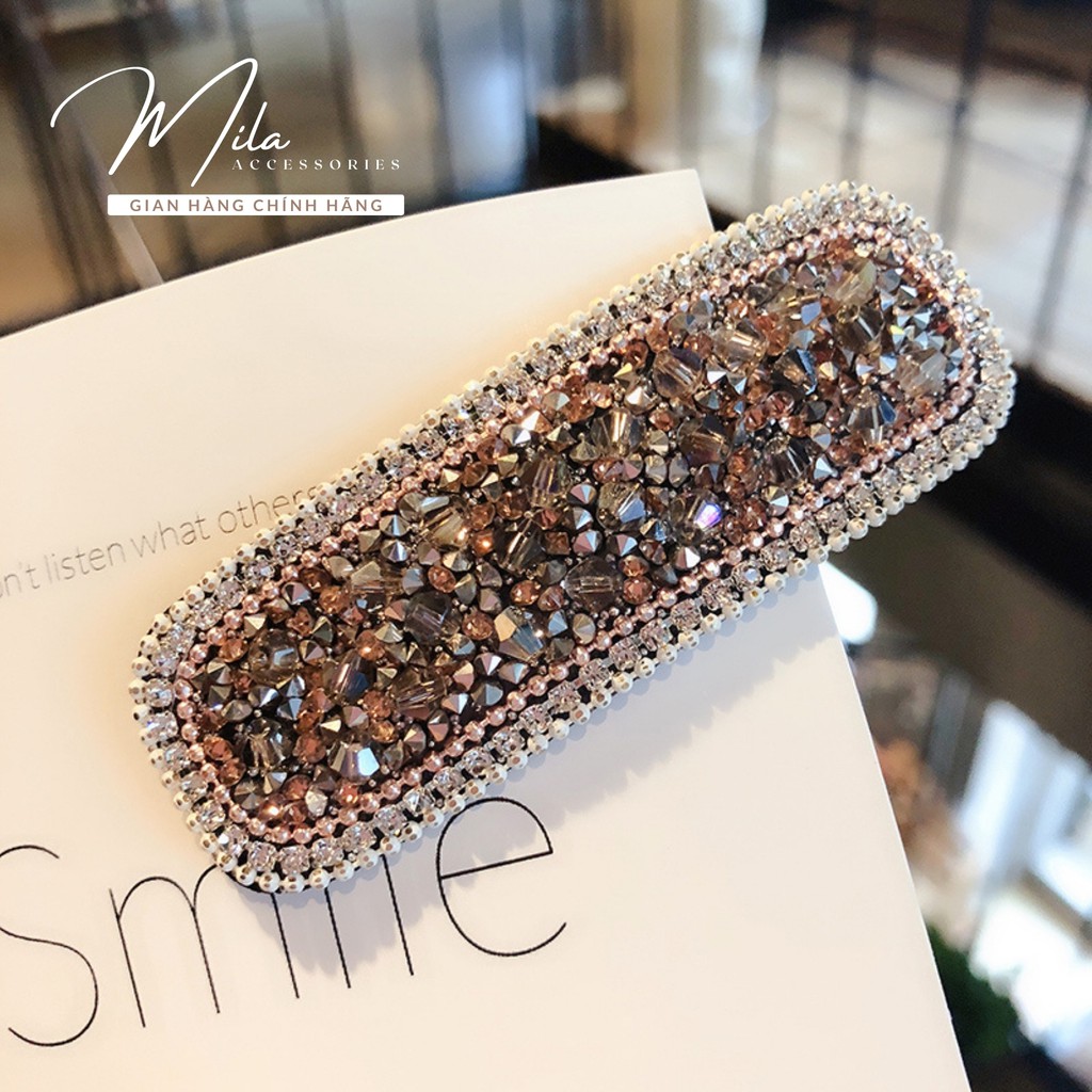 Kẹp tóc mái nữ đính đá hàn quốc MILA KT110 ❤️ HOT TREND ❤️ chất liệu đá màu cao cấp Mila Accessories