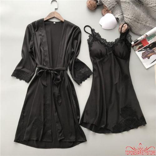 Áo Choàng Ngủ Kimono Vải Lụa Phối Ren Quyến Rũ Cho Nữ | BigBuy360 - bigbuy360.vn