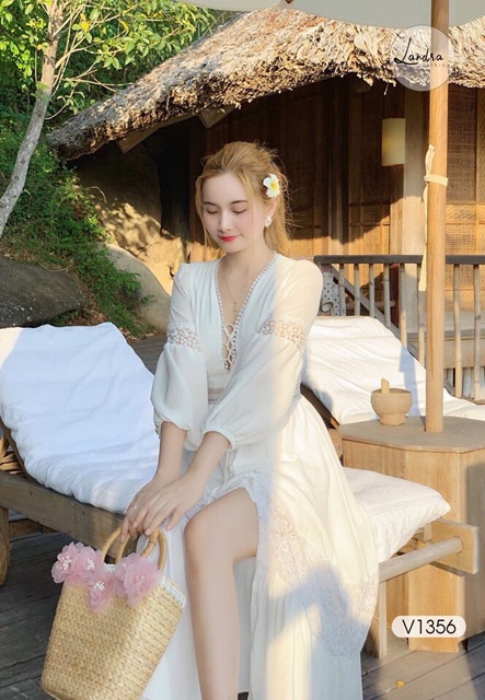 SALE Đầm maxi ren trắng, đầm cưới, đi biển, đầm dự tiệc kèm video ảnh thật trải sàn | BigBuy360 - bigbuy360.vn