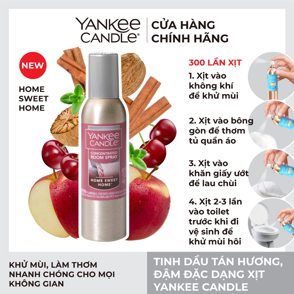 Tinh dầu tán hương đậm đặc dạng xịt Yankee Candle - Home Sweet Home (42.5g)