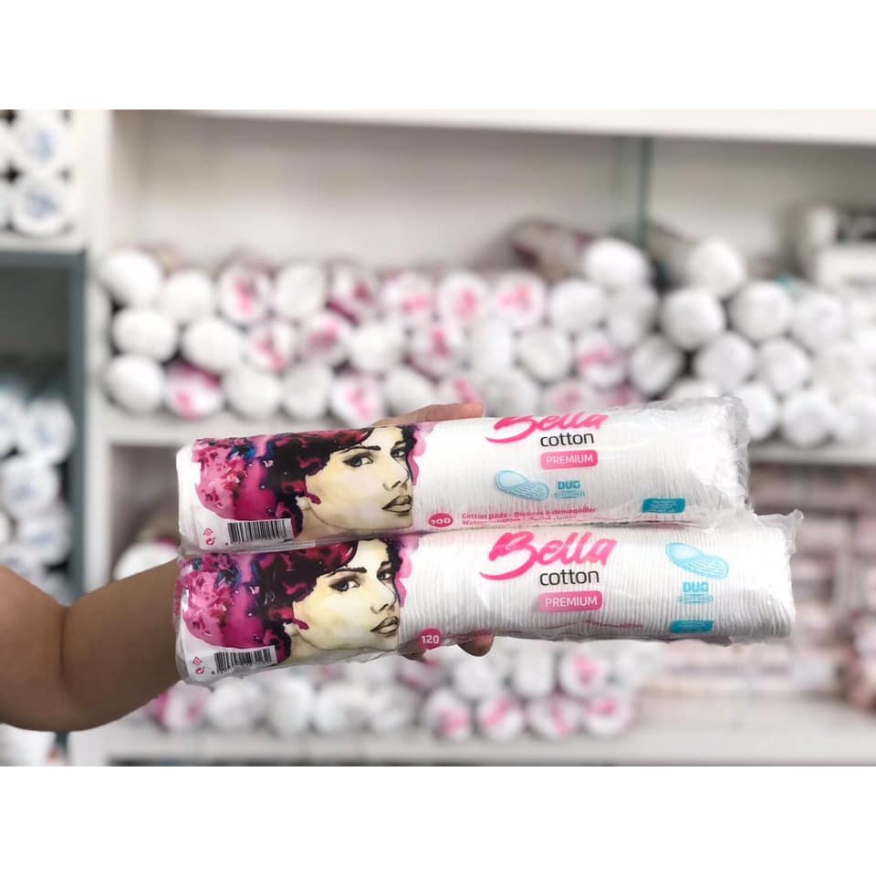 Bông tẩy trang Bella cotton premium duo nhập khẩu chính hãng bịch 100/120 miếng NPP Tido88