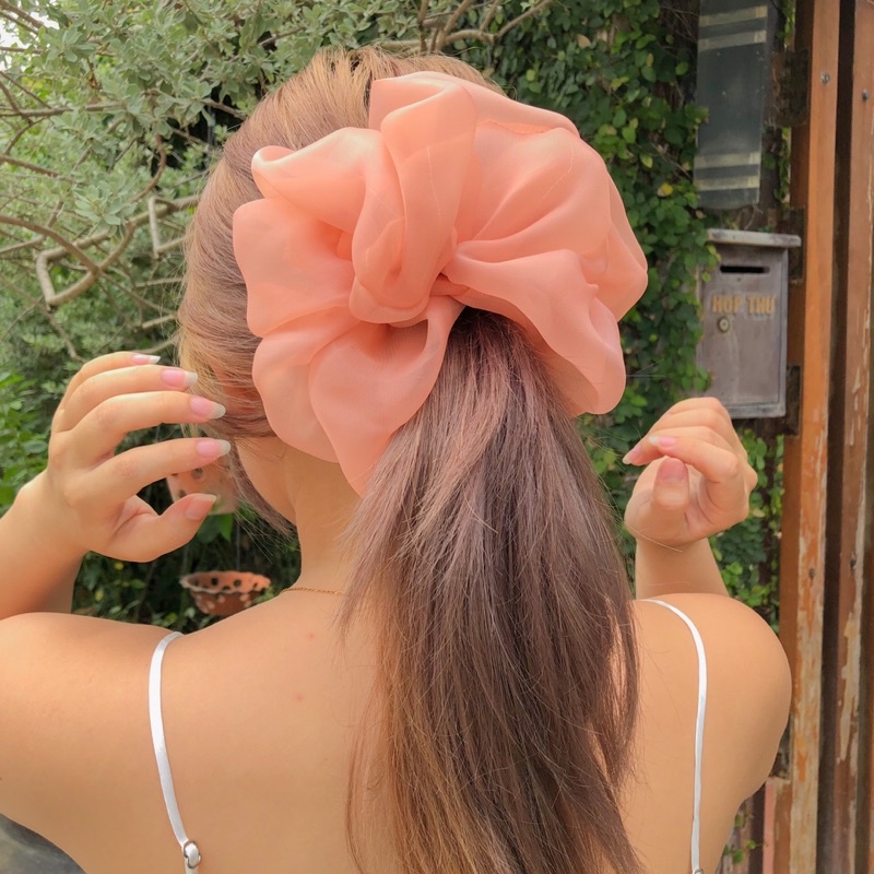 Đồ buộc tóc scrunchies bigsize siêu to voan phồng nhiều màu