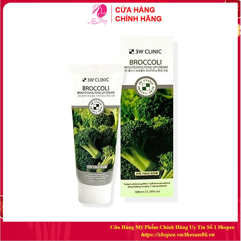 [Hàng Nhập Khẩu] Kem nền dưỡng trắng da - Kem nền trang điểm chiết xuất tinh chất bông cải xanh 3W Clinic Hàn Quốc 100ml