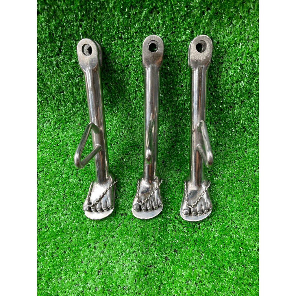 Chân chống nghiêng inox 304 nguyên khối mẫu bàn chân mang dép cực HOT gắn mọi loại xe. DoChoiXeMay