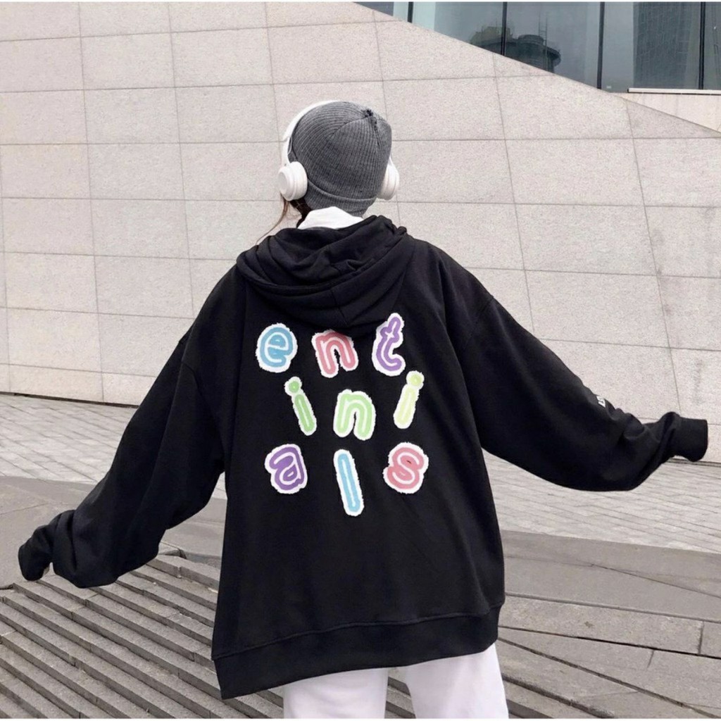 Áo khoác hoodie nam nữ form rộng có mũ in chữ ENT 2 màu cá tính | BigBuy360 - bigbuy360.vn