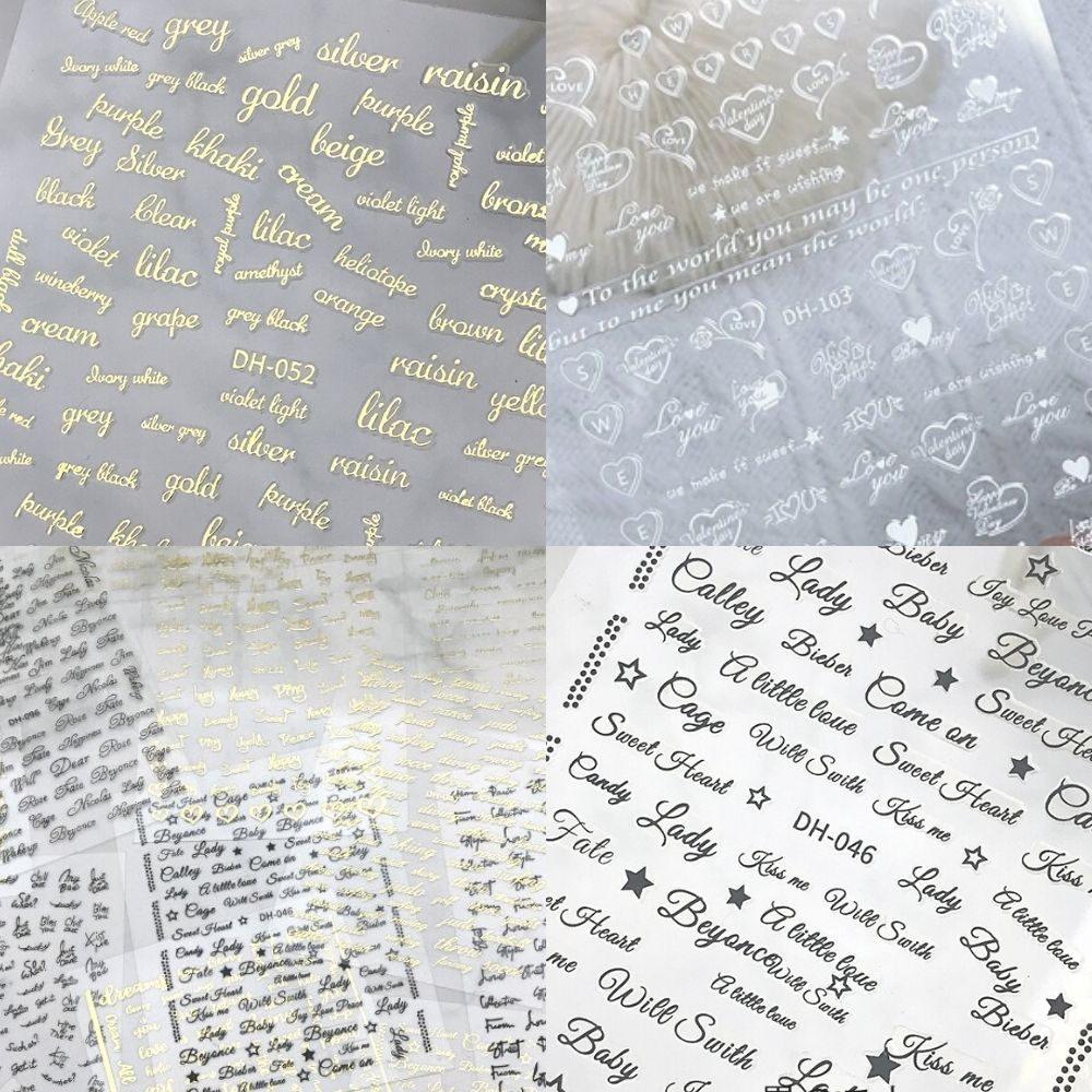 Sticker dán móng nail chữ tiếng anh NGHI THẢO trang trí móng