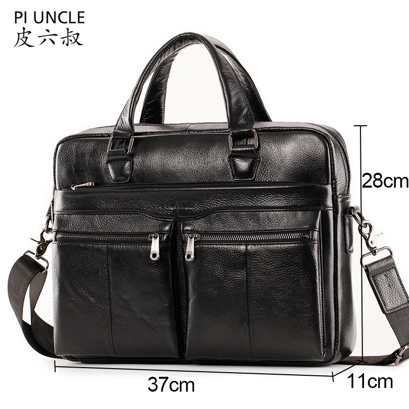 Túi xách cặp văn phòng da bò PI UNCLE T109 37x28x11cm bảo hành da 12 tháng (Nâu đậm- Đen) | BigBuy360 - bigbuy360.vn