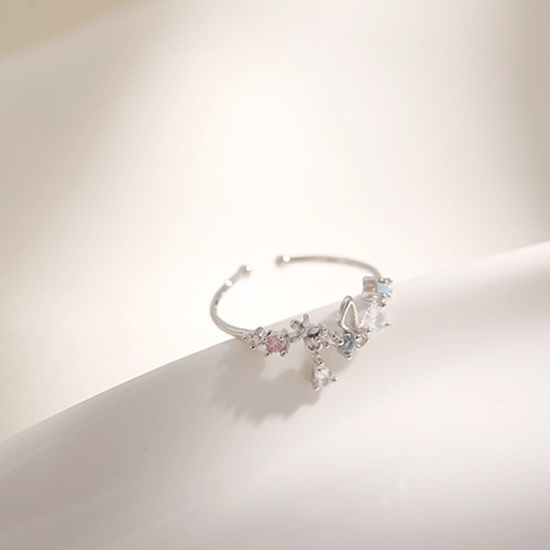 Nhẫn nữ có thể điều chỉnh phong cách Hàn Quốc Nhẫn Zircon sáng bóng