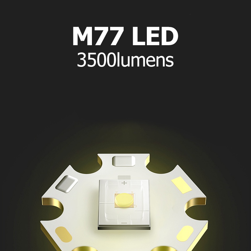 Đèn pin SMILING SHARK SD0095 M77 3500lumens sáng mạnh thu phóng sạc USB chống nước cho cắm trại/đi bộ đường dài/săn bắn