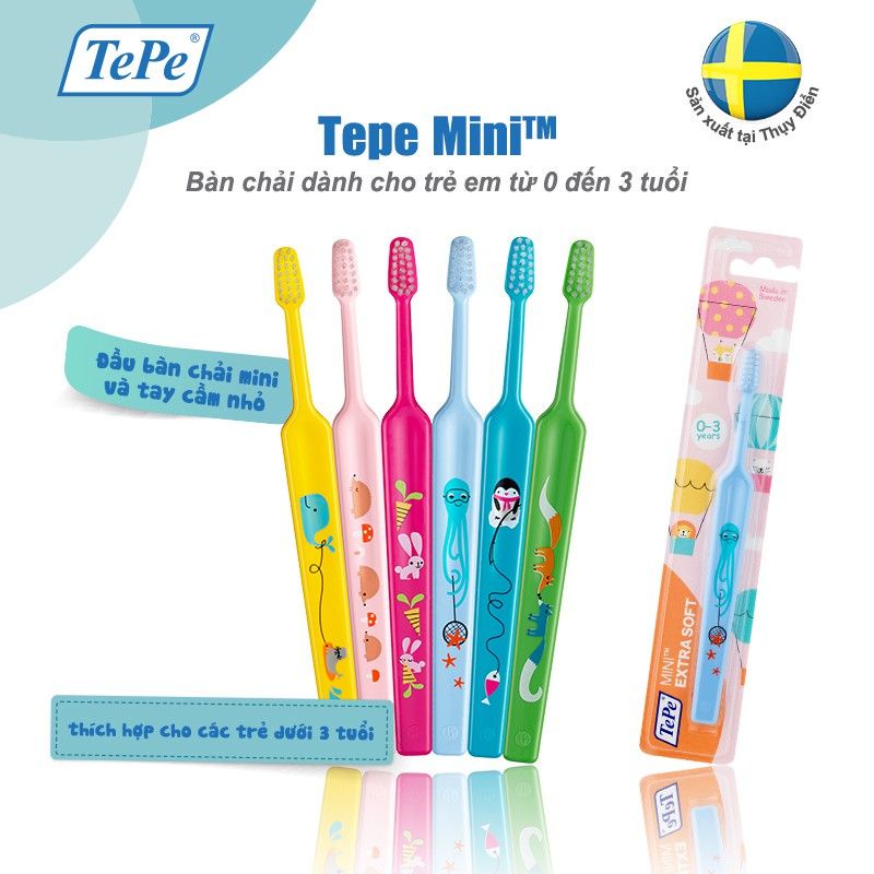 Bàn chải đánh răng siêu mềm cho bé từ 1-3 tuổi Tepe Mini X-soft