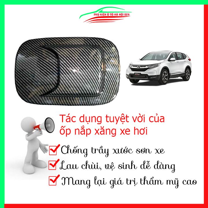 Ốp nắp xăng CRV 2018-2023 vân cacbon bảo vệ chống trầy trang trí ô tô