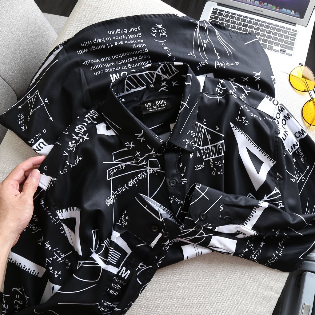 bigsize &lt; 130kg Áo sơ mi nam bigsize dài tay họa tiết thước kẻ - mẫu 1