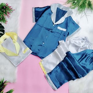 PHI LỤA PIJAMA QUẦN DÀI TAY NGẮN PHỐI