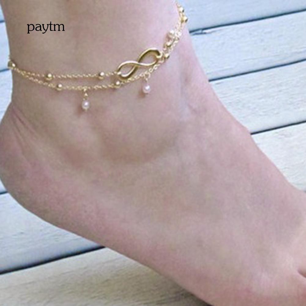 Lắc chân 2 lớp mặt hình vô cực phong cách Boho thời trang cho nữ | BigBuy360 - bigbuy360.vn