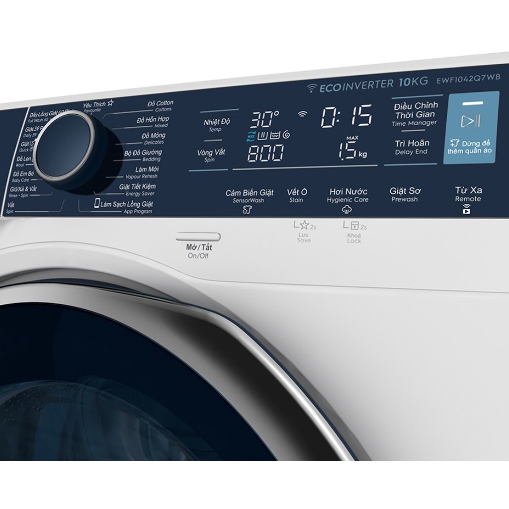 [MIỄN PHÍ GIAO HÀNG - LẮP ĐẶT] EWF1042Q7WB - Máy giặt Electrolux Inverter 10 kg EWF1042Q7WB