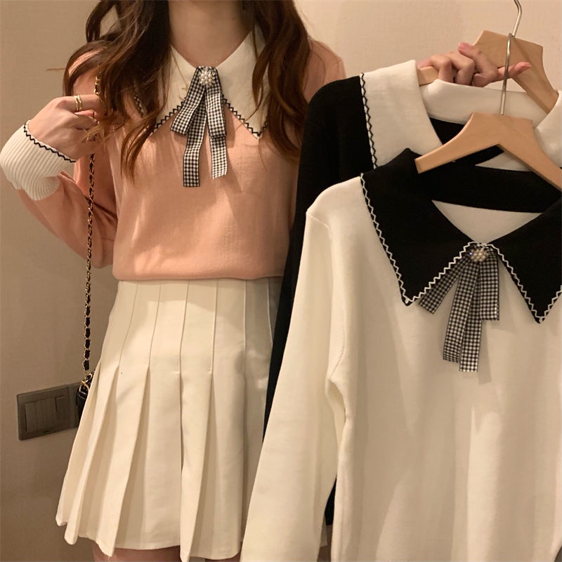 Áo Dệt Kim Dáng Ôm Đính Nơ Thời Trang Mùa Thu Hàng Mới Dành Cho Bạn Nữ