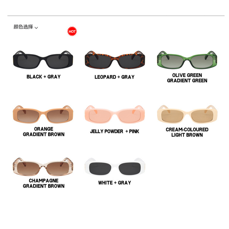 Kính Mát Gọng Nhỏ Hình Chữ Nhật Phong Cách Hip Hop Âu Mỹ