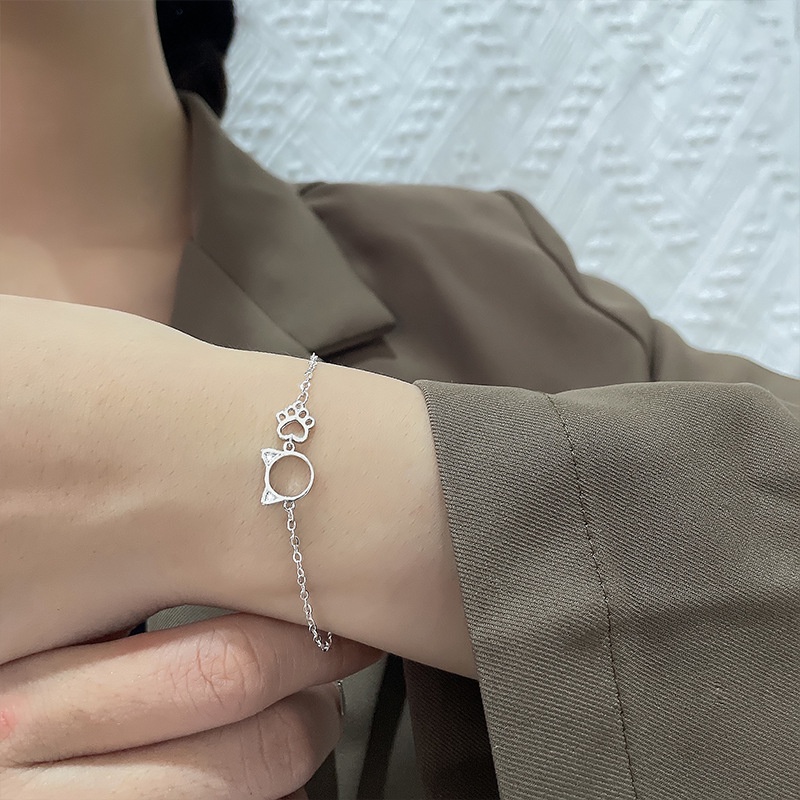 Lắc tay mạ bạc mèo dễ thương